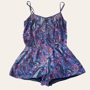 American Eagle Blue Paisley Romper size Small